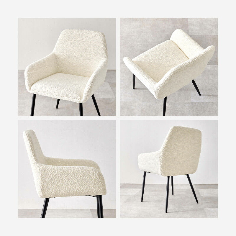 ダイニングチェア 2脚セット ブークレ生地 スチール脚 デザインチェア おしゃれ 北欧 モダン 椅子 イス チェア 可愛い かわいい 2点セット(代引不可)