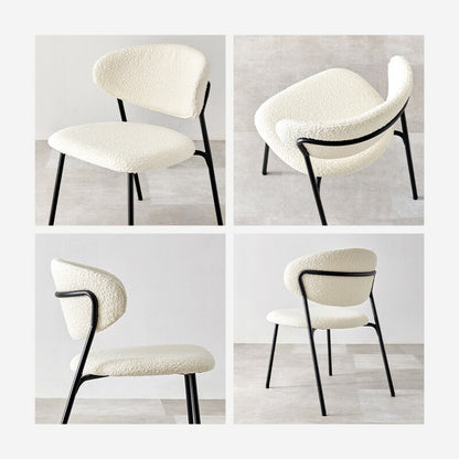 ダイニングチェア 2脚セット ブークレ生地 スチール脚 デザインチェア おしゃれ 北欧 モダン 椅子 イス チェア 可愛い かわいい 2点セット(代引不可)