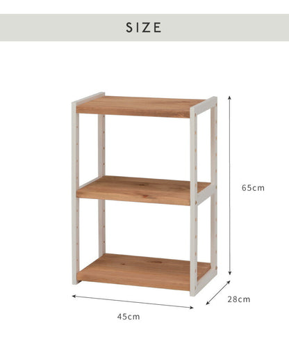 ラック オープンラック 3段 幅45cm 天然木 シェルフ 本棚 収納 ディスプレイ フリーラック カントリー調 多目的ラック(代引不可)