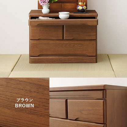 仏壇チェスト 完成品 幅60 奥行40 高さ43.5 仏壇下台 桐製 ミニ仏壇 スライド棚 引出し 仏具 収納 木製 シンプル おしゃれ(代引不可)