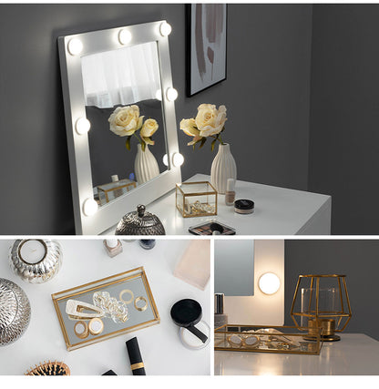 LEDライト付き 女優ドレッサー スツールセット 3色ライト 照明 正方形 ミラー 鏡 メイク 白 ホワイト おしゃれ かわいい 可愛い(代引不可)