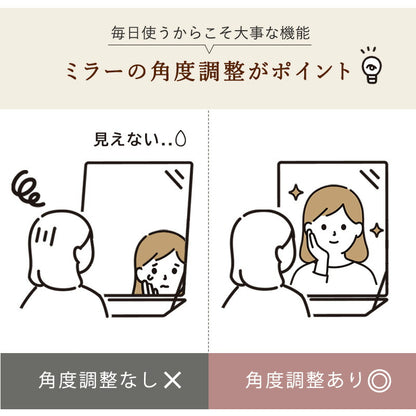 コンパクト デスクドレッサー 幅53 スツール付き 半完成品 2口コンセント 引き出し 収納 1面鏡 一面鏡 鏡台 ミラー テーブル メイク 可愛い かわいい おしゃれ(代引不可)