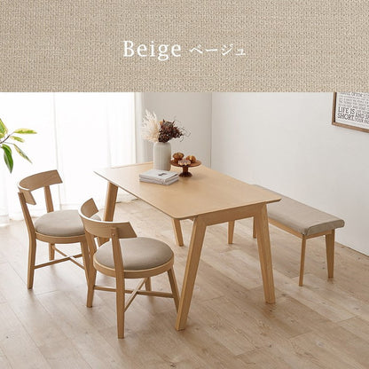 ダイニング4点セット テーブル+チェア2脚+ベンチ 幅120 天然木 ダイニングセット ラウンド デザインチェア ダイニングベンチ ダイニングテーブル 北欧 ナチュラル おしゃれ(代引不可)