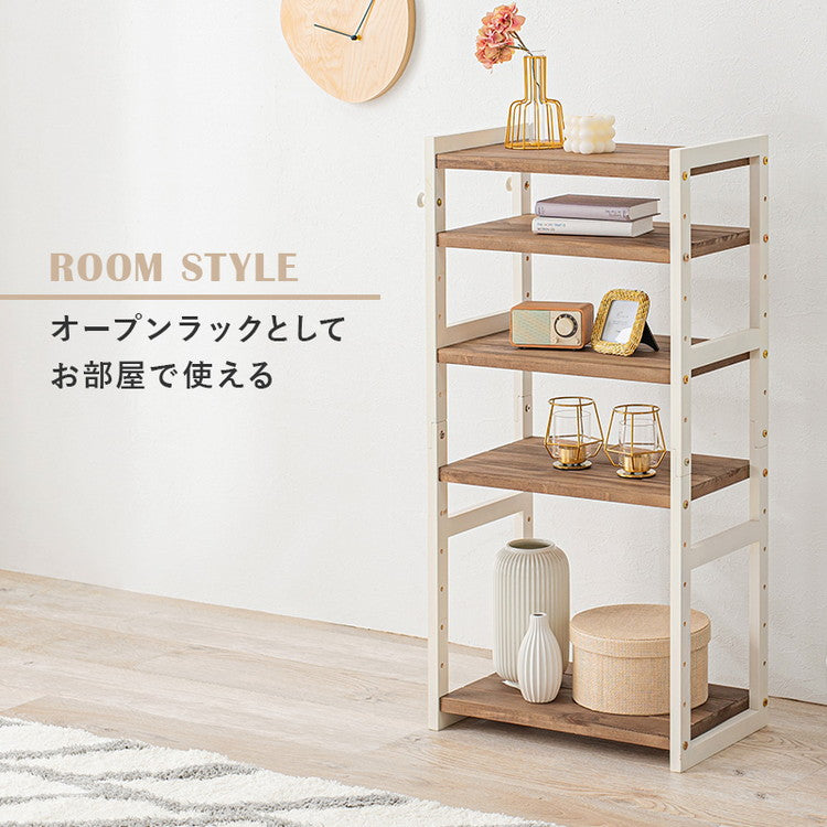 天然木 シューズラック 5段 幅45cm サンダルからブーツまで 可動棚 オープンラック 棚 収納 靴箱 シューズボックス 玄関収納 おしゃれ(代引不可)