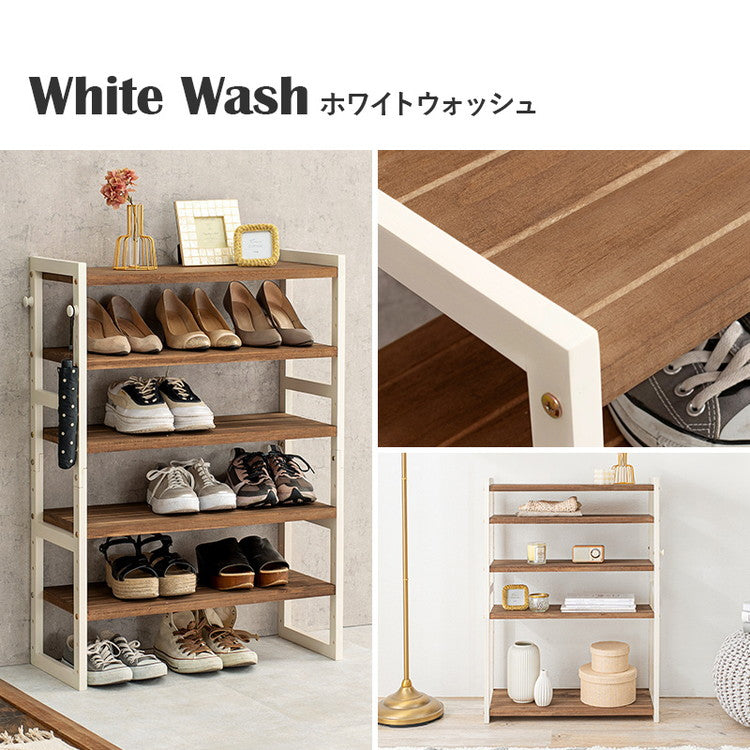 天然木 シューズラック 5段 幅65cm サンダルからブーツまで 可動棚 オープンラック 棚 収納 靴箱 シューズボックス 玄関収納 おしゃれ(代引不可)