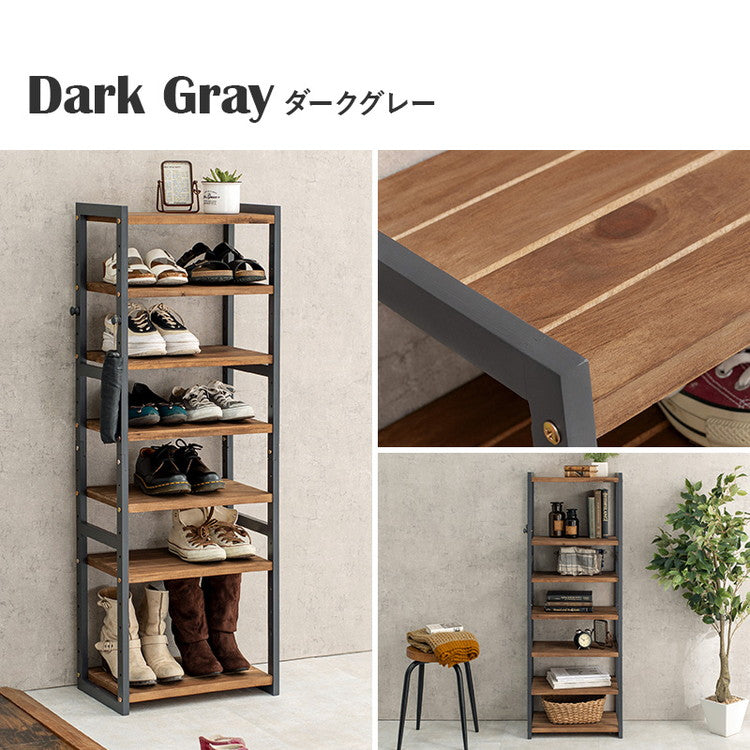 天然木 シューズラック 7段 幅45cm サンダルからブーツまで 可動棚 オープンラック 棚 収納 靴箱 シューズボックス 玄関収納 おしゃれ(代引不可)