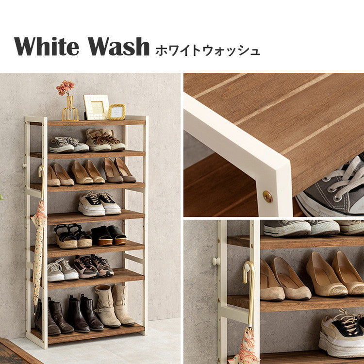 天然木 シューズラック 7段 幅65cm サンダルからブーツまで 可動棚 オープンラック 棚 収納 靴箱 シューズボックス 玄関収納 おしゃれ(代引不可)