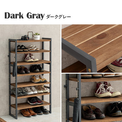 天然木 シューズラック 7段 幅65cm サンダルからブーツまで 可動棚 オープンラック 棚 収納 靴箱 シューズボックス 玄関収納 おしゃれ(代引不可)
