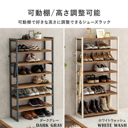 天然木 シューズラック 7段 幅65cm サンダルからブーツまで 可動棚 オープンラック 棚 収納 靴箱 シューズボックス 玄関収納 おしゃれ(代引不可)
