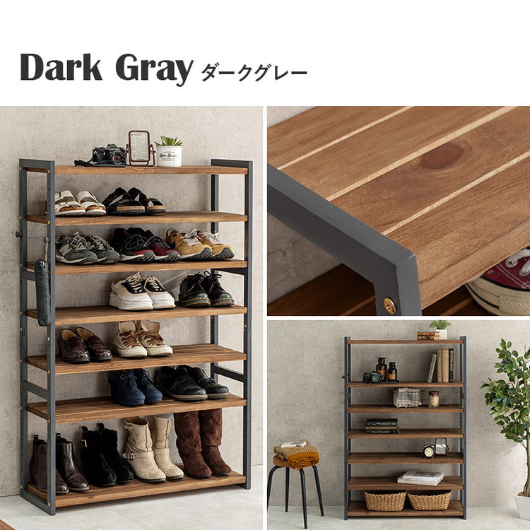 天然木 シューズラック 7段 幅85cm サンダルからブーツまで 可動棚 オープンラック 棚 収納 靴箱 シューズボックス 玄関収納 おしゃれ(代引不可)