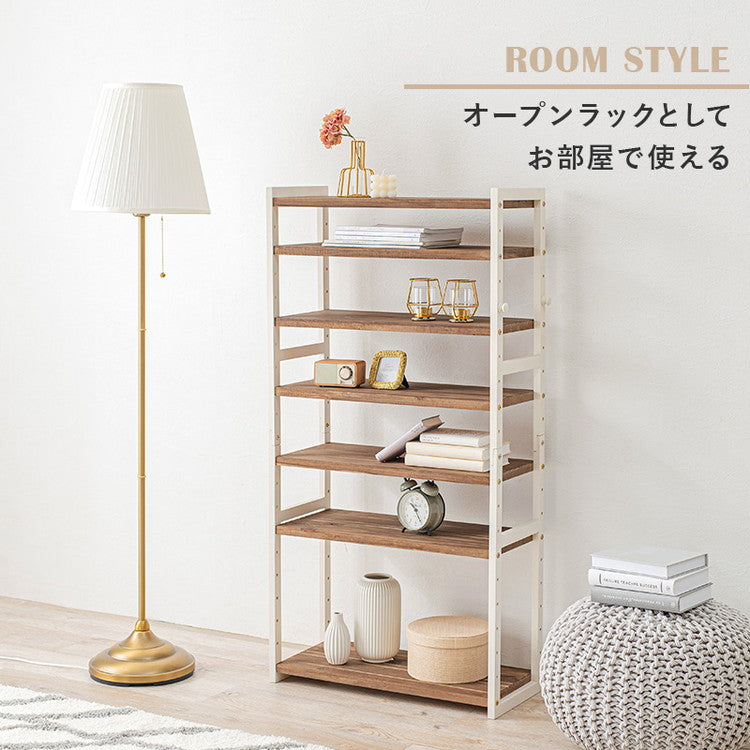 天然木 シューズラック 7段 幅85cm サンダルからブーツまで 可動棚 オープンラック 棚 収納 靴箱 シューズボックス 玄関収納 おしゃれ(代引不可)