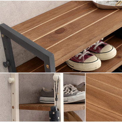 天然木 シューズラック 9段 幅45cm サンダルからブーツまで 可動棚 オープンラック 棚 収納 靴箱 シューズボックス 玄関収納 おしゃれ(代引不可)