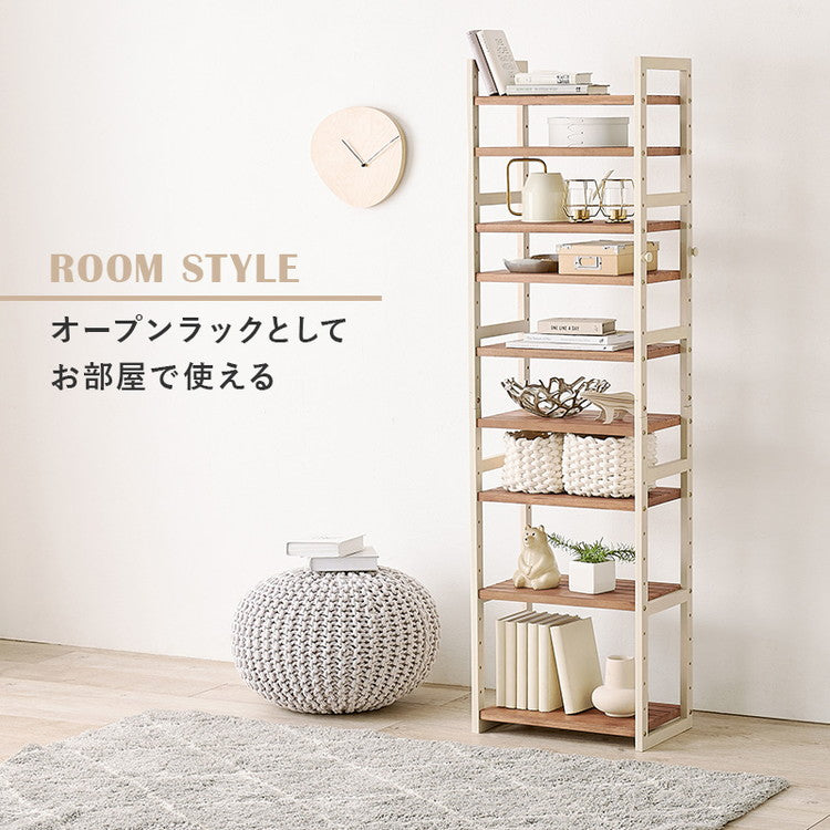 天然木 シューズラック 9段 幅45cm サンダルからブーツまで 可動棚 オープンラック 棚 収納 靴箱 シューズボックス 玄関収納 おしゃれ(代引不可)