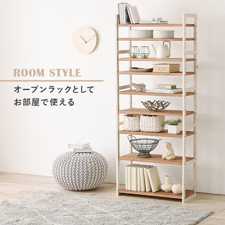 天然木 シューズラック 9段 幅65cm サンダルからブーツまで 可動棚 オープンラック 棚 収納 靴箱 シューズボックス 玄関収納 おしゃれ(代引不可)