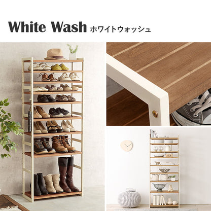 天然木 シューズラック 9段 幅65cm サンダルからブーツまで 可動棚 オープンラック 棚 収納 靴箱 シューズボックス 玄関収納 おしゃれ(代引不可)
