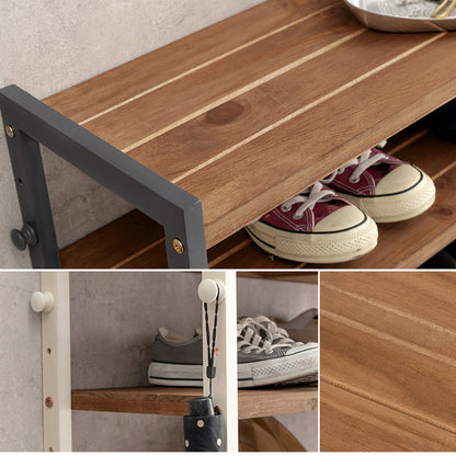 天然木 シューズラック 9段 幅85cm サンダルからブーツまで 可動棚 オープンラック 棚 収納 靴箱 シューズボックス 玄関収納 おしゃれ(代引不可)