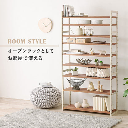 天然木 シューズラック 9段 幅85cm サンダルからブーツまで 可動棚 オープンラック 棚 収納 靴箱 シューズボックス 玄関収納 おしゃれ(代引不可)