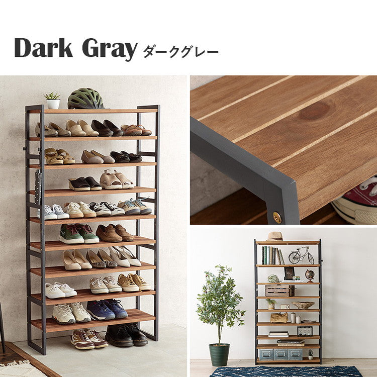 天然木 シューズラック 9段 幅85cm サンダルからブーツまで 可動棚 オープンラック 棚 収納 靴箱 シューズボックス 玄関収納 おしゃれ(代引不可)