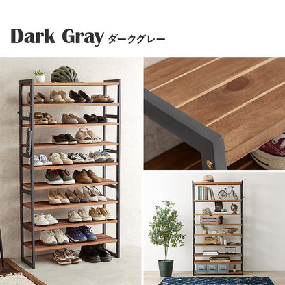 天然木 シューズラック 9段 幅85cm サンダルからブーツまで 可動棚 オープンラック 棚 収納 靴箱 シューズボックス 玄関収納 おしゃれ(代引不可)