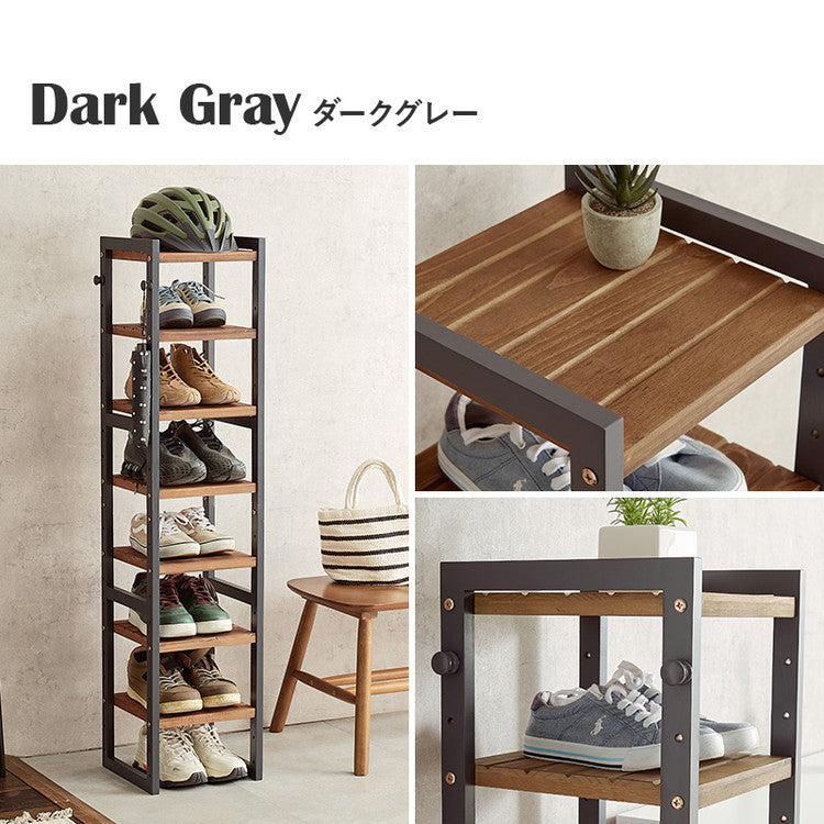 天然木 シューズラック 7段 幅28cm サンダルからブーツまで 可動棚 オープンラック 棚 収納 靴箱 シューズボックス 玄関収納 スリム 隙間収納 すき間収納 おしゃれ(代引不可)