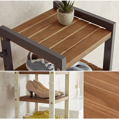 天然木 シューズラック 9段 幅28cm サンダルからブーツまで 可動棚 オープンラック 棚 収納 靴箱 シューズボックス 玄関収納 スリム 隙間収納 すき間収納 おしゃれ(代引不可)