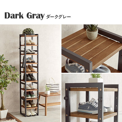 天然木 シューズラック 9段 幅28cm サンダルからブーツまで 可動棚 オープンラック 棚 収納 靴箱 シューズボックス 玄関収納 スリム 隙間収納 すき間収納 おしゃれ(代引不可)