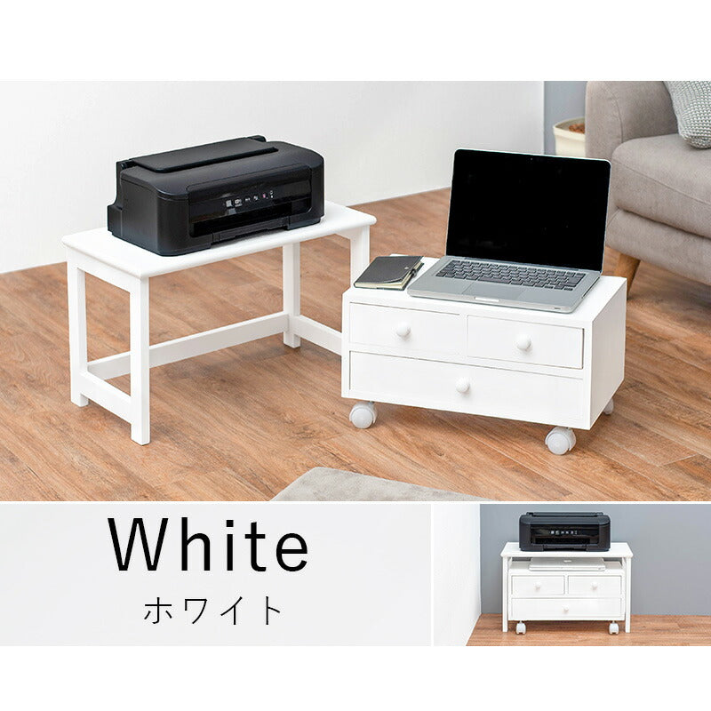 コンパクトパソコンテーブル 収納ワゴン ロータイプ パソコンデスク PCデスク ローテーブル プリンター台 木製 ミニテーブル デスクワゴン(代引不可)