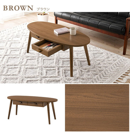 センターテーブル 引き出し付き 収納付き 90×40cm 楕円 オーバル ローテーブル 机 ソファテーブル コーヒーテーブル 北欧 シンプル モダン おしゃれ(代引不可)