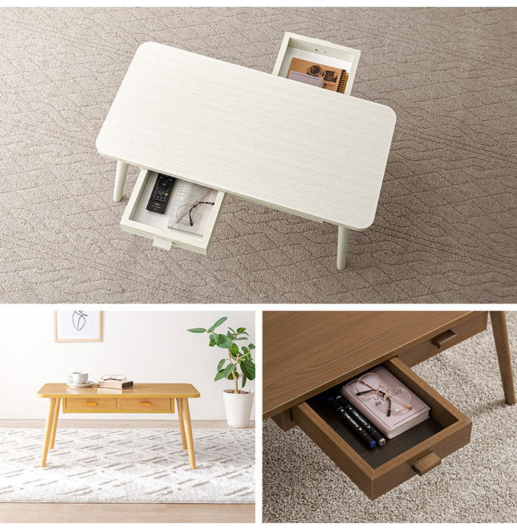 センターテーブル 引き出し付き 収納付き 80×40cm 長方形 ローテーブル 机 ソファテーブル コーヒーテーブル 北欧 シンプル モダン おしゃれ(代引不可)