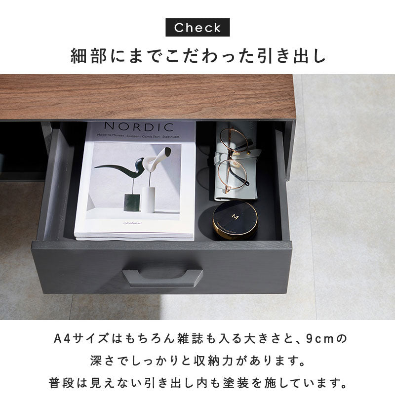 折れ脚デザインテーブル 80×40 収納付き 四角脚 インダストリアル 天然木 おしゃれ センターテーブル ローテーブル リビングテーブル 引き出し 引出し おしゃれ(代引不可)