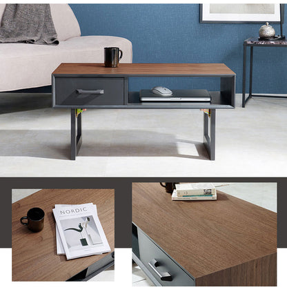 折れ脚デザインテーブル 80×40 収納付き 四角脚 インダストリアル 天然木 おしゃれ センターテーブル ローテーブル リビングテーブル 引き出し 引出し おしゃれ(代引不可)
