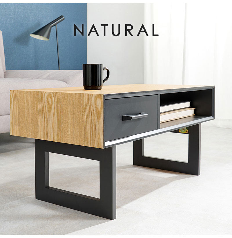 折れ脚デザインテーブル 80×40 収納付き 四角脚 インダストリアル 天然木 おしゃれ センターテーブル ローテーブル リビングテーブル 引き出し 引出し おしゃれ(代引不可)