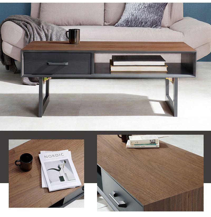 折れ脚デザインテーブル 100×45 収納付き 四角脚 インダストリアル 天然木 おしゃれ センターテーブル ローテーブル リビングテーブル 引き出し 引出し おしゃれ(代引不可)