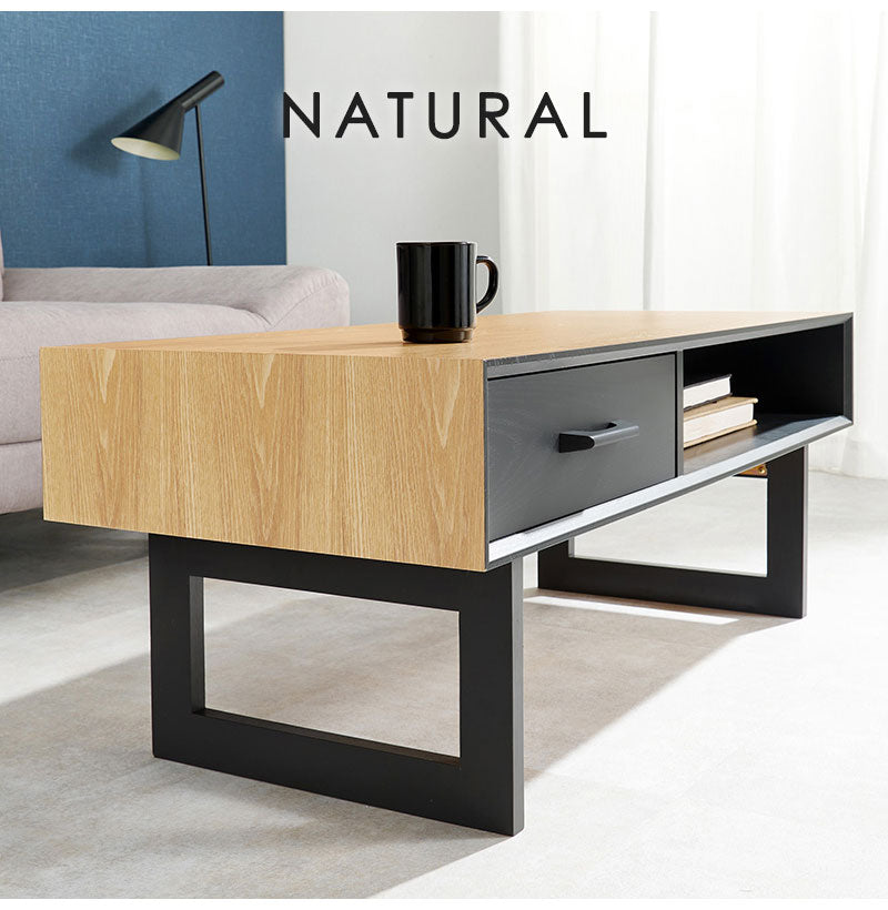 折れ脚デザインテーブル 100×45 収納付き 四角脚 インダストリアル 天然木 おしゃれ センターテーブル ローテーブル リビングテーブル 引き出し 引出し おしゃれ(代引不可)