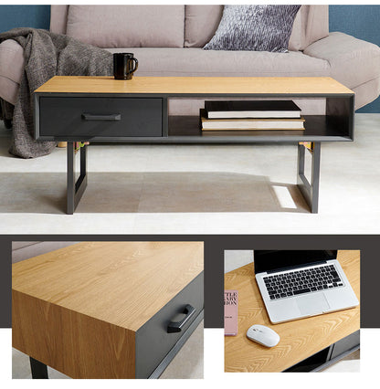 折れ脚デザインテーブル 100×45 収納付き 四角脚 インダストリアル 天然木 おしゃれ センターテーブル ローテーブル リビングテーブル 引き出し 引出し おしゃれ(代引不可)