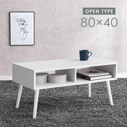 ローテーブル 幅80cm オープンタイプ 天然木 タモ材 ウォールナット UV塗装 収納 リビングテーブル センターテーブル 白 ホワイト 韓国インテリア おしゃれ(代引不可)