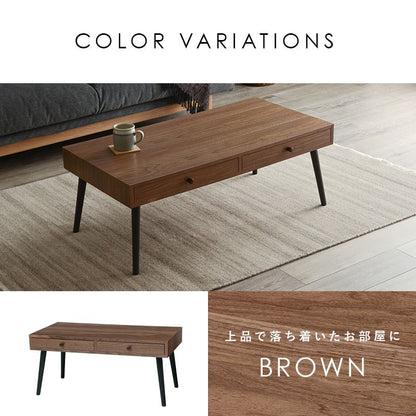 テーブル センターテーブル 幅80cm モダン 北欧 韓国インテリア おしゃれ 引出し 2杯 付き 天然木 タモ材 ウォールナット UV塗装 収納 コンパクト 引き出し ローテーブル リビングテーブル 一人暮らし 新生活 (代引不可)