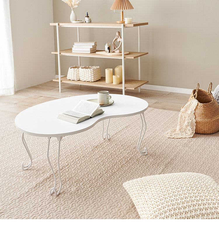 センターテーブル 折り畳み式 ビーンズテーブル 幅79cm ホワイト 完成品 メラミン天板 スチール脚 折りたたみ 折れ脚 ローテーブル 机 一人暮らし コンパクト かわいい おしゃれ(代引不可)