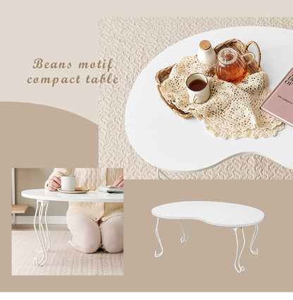 センターテーブル 折り畳み式 ビーンズテーブル 幅79cm ホワイト 完成品 メラミン天板 スチール脚 折りたたみ 折れ脚 ローテーブル 机 一人暮らし コンパクト かわいい おしゃれ(代引不可)