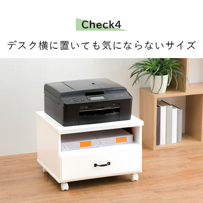 プリンターワゴン 幅50 完成品 キャスター付き 引き出し 収納 プリンター台 シンプル 木製 棚 デスクワゴン コンセント プリンターカート FAX台 おしゃれ(代引不可)