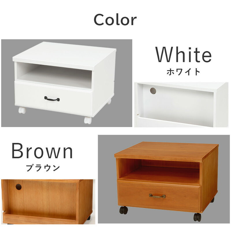 プリンターワゴン 幅50 完成品 キャスター付き 引き出し 収納 プリンター台 シンプル 木製 棚 デスクワゴン コンセント プリンターカート FAX台 おしゃれ(代引不可)