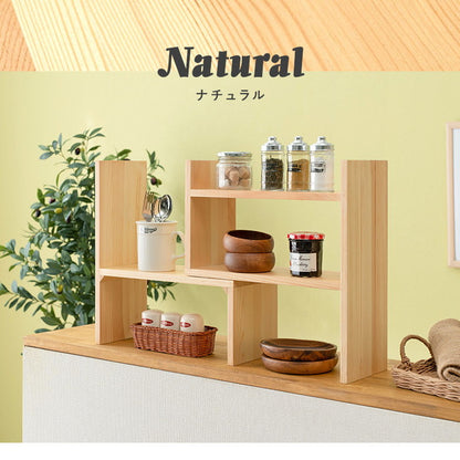 スパイスラック 伸縮 完成品 キッチンラック カウンター上収納 天然木 調味料ラック かわいい 木製 スリム 棚 収納 スライド おしゃれ キッチン上収納 幅40~75.5 L字 コーナーラック(代引不可)