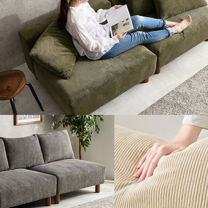 アームレスソファ 幅180 コーデュロイ ゆったり座面 ごろ寝ソファ フェザー入り クッション付き 分割式 セパレート ソファー 2P 2人掛け ローソファ 天然木脚(代引不可)