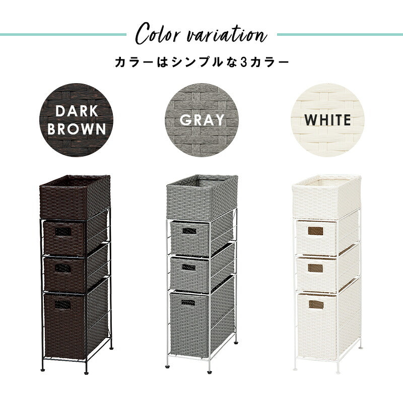 ランドリーラック 3杯 引き出し スリム 幅20.5cm ラタン調 完成品 収納 かご カゴ 籠 棚 すき間収納 スリム ランドリーバスケット キャスター ランドリーチェスト 洗面所 サニタリー 脱衣所(代引不可)