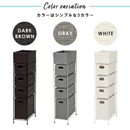 ランドリーラック 4杯 引き出し スリム 幅20.5cm ラタン調 完成品 収納 かご カゴ 籠 棚 すき間収納 スリム ランドリーバスケット キャスター ランドリーチェスト 洗面所 サニタリー 脱衣所(代引不可)