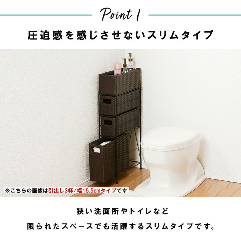 ランドリーラック 4杯 引き出し スリム 幅20.5cm ラタン調 完成品 収納 かご カゴ 籠 棚 すき間収納 スリム ランドリーバスケット キャスター ランドリーチェスト 洗面所 サニタリー 脱衣所(代引不可)