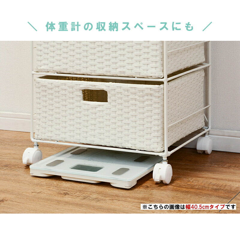 ランドリーラック 4段 幅50.5cm ラタン調 完成品 収納 かご カゴ 籠 棚 すき間収納 スリム ランドリーバスケット キャスター ランドリーチェスト 洗面所 サニタリー 脱衣所(代引不可)