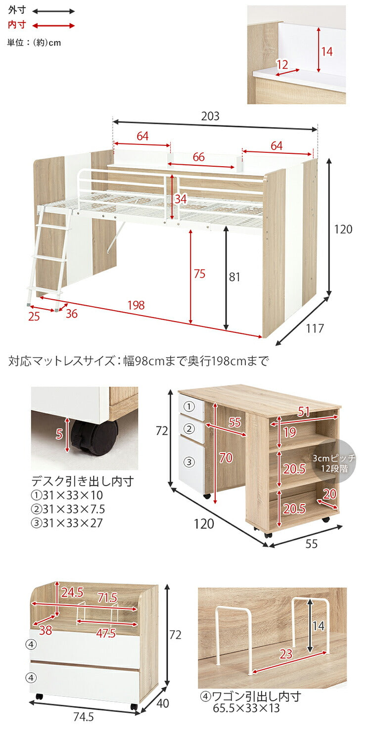 システムベッドデスク ベッド&デスク&ラック 3点セット システムベッド 子供部屋 収納 ロータイプ ロフトベッド シングルベッド 学習机 ランドセルラック(代引不可)