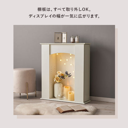 マントルピース 3段 幅70 奥行スリム 隠し収納付き おしゃれ 韓国インテリア かわいい 可愛い 棚 推し活 ラック ディスプレイ 飾り棚(代引不可)