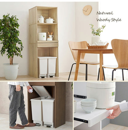 ゴミ箱上ラック 幅58 引出し・スライド棚付き 3段 ごみ箱上ラック 大容量 ゴミ箱 上 ラック レンジ台 レンジラック ゴミ箱ラック ごみ箱ラック キッチン収納 ゴミ箱上収納(代引不可)